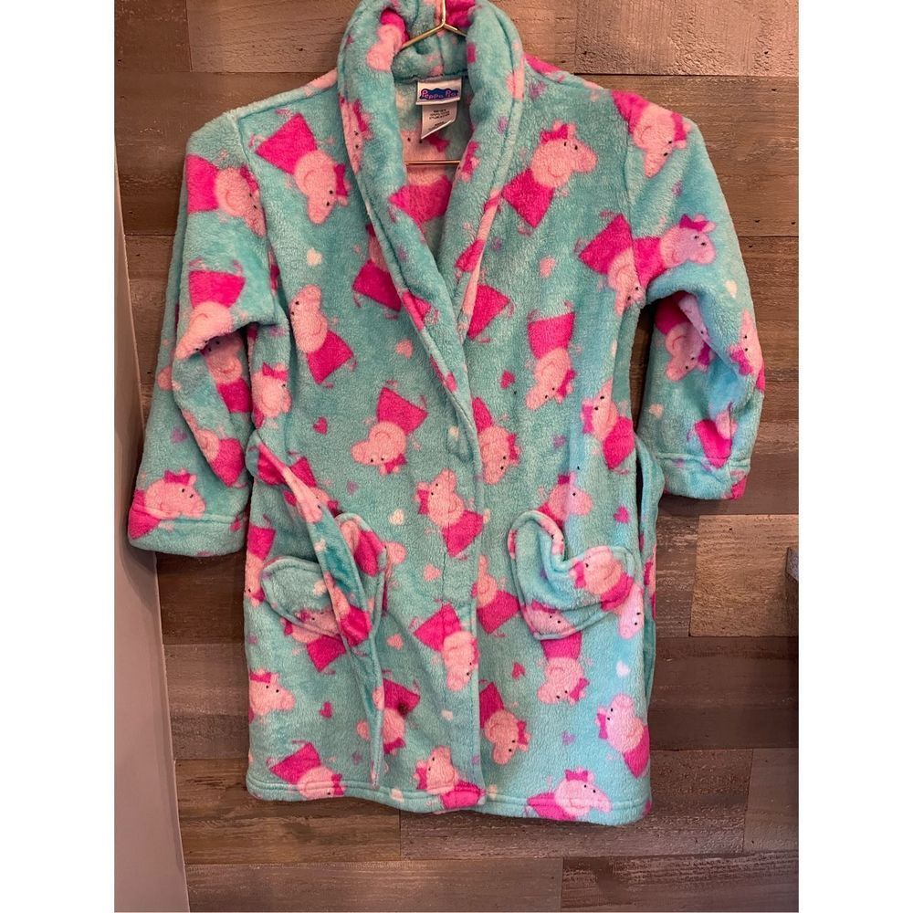 Peppa Pig girls fleece 6/6X robe with attached belt and heart pockets